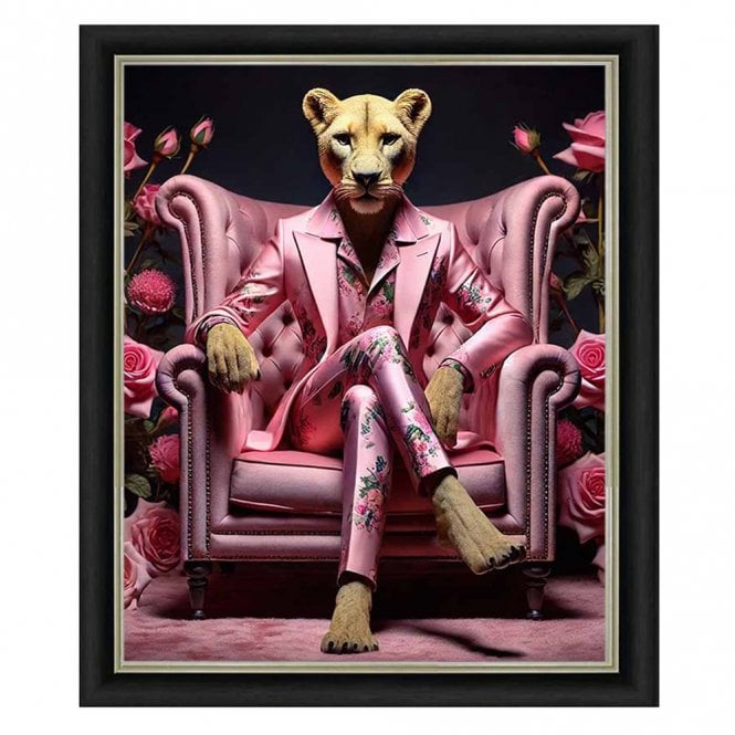 Lion pink suit - Alpha black Frame - Plain