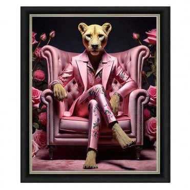 Lion pink suit - Alpha black Frame - Plain
