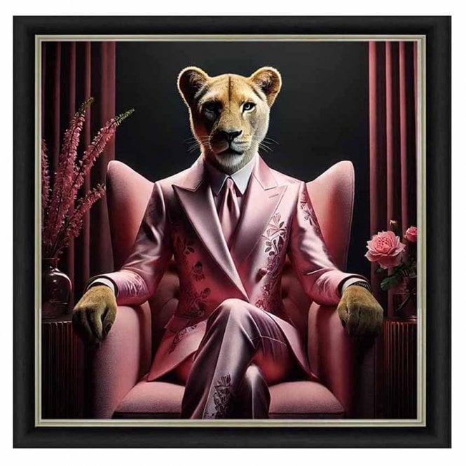 Lion pink suit - Alpha black Frame - Plain