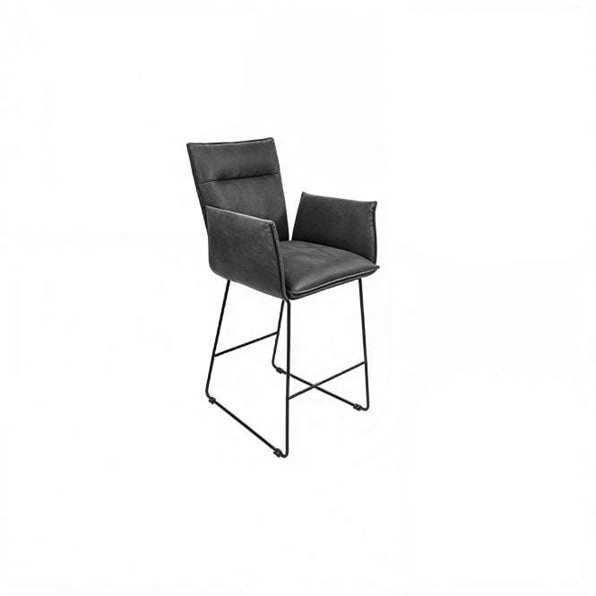 London Bar Stool With Arms Grey Suede