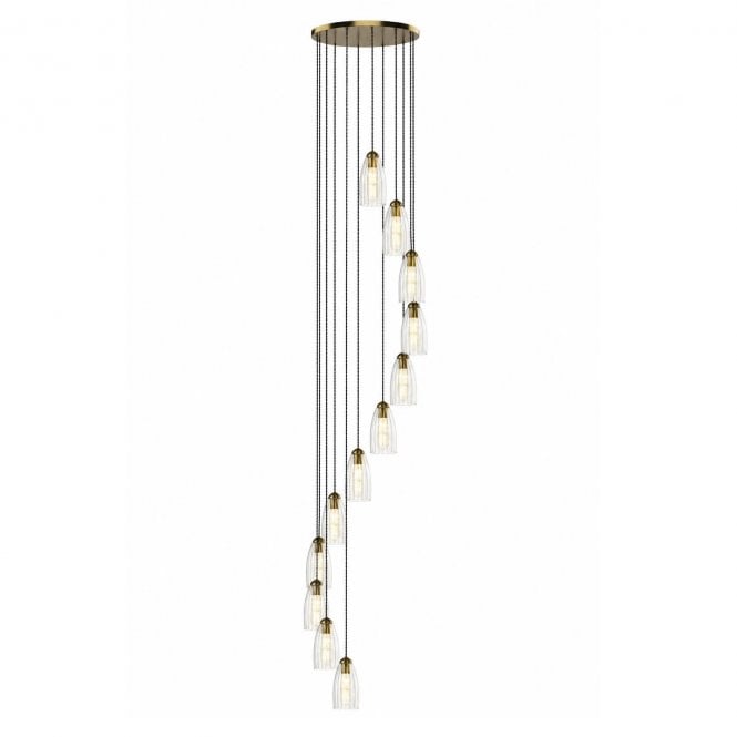 Maia Ribbed Glass 12 Light Cluster Pendant