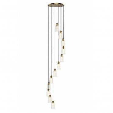 Maia Ribbed Glass 12 Light Cluster Pendant