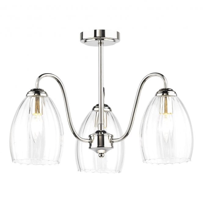 Maia Ribbed Glass 3 Light Semi-Flush