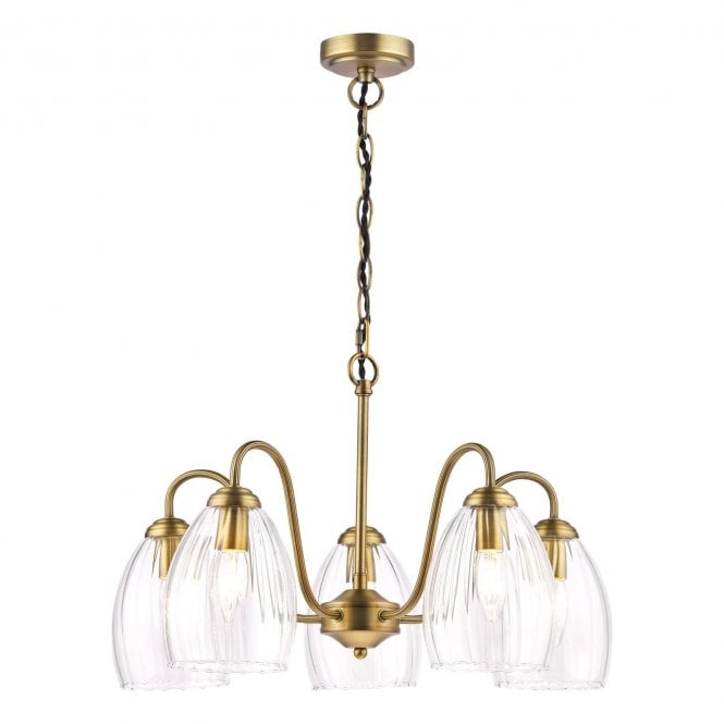 Maia Ribbed Glass 5 Light Pendant