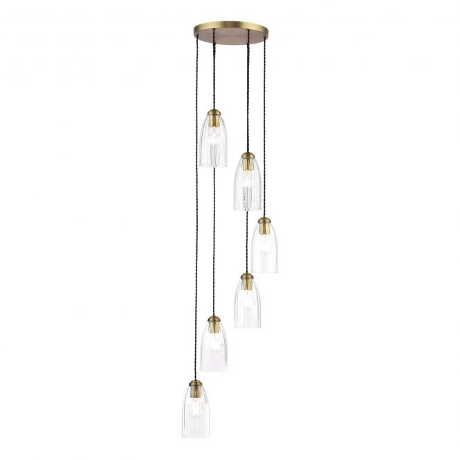 Maia Ribbed Glass 6 Light Cluster Pendant