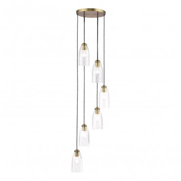 Maia Ribbed Glass 6 Light Cluster Pendant
