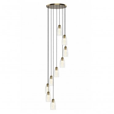Maia Ribbed Glass 9 Light Cluster Pendant