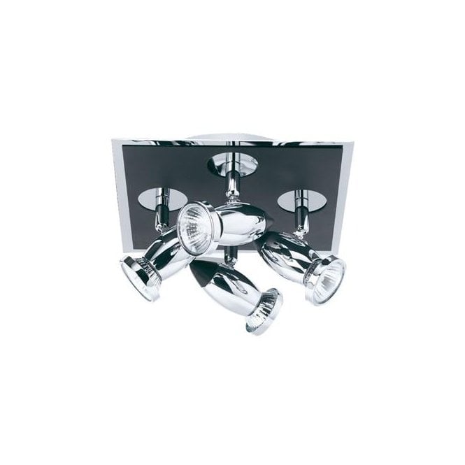 Maidstone 4Lt Square Spotlight Matt Black & Polished Chrome