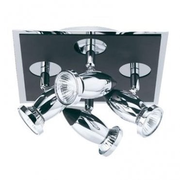 Maidstone 4Lt Square Spotlight Matt Black & Polished Chrome