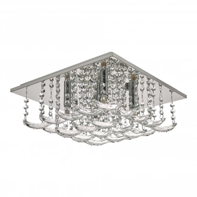 Malham 5 Light Flush Polished Chrome & Crystal