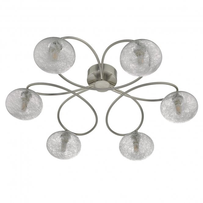 Marston 6 Light Semi Flush Satin Nickel & Glass