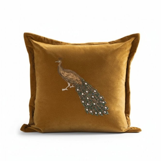 Maura Steel Peacock Sequin Cushion