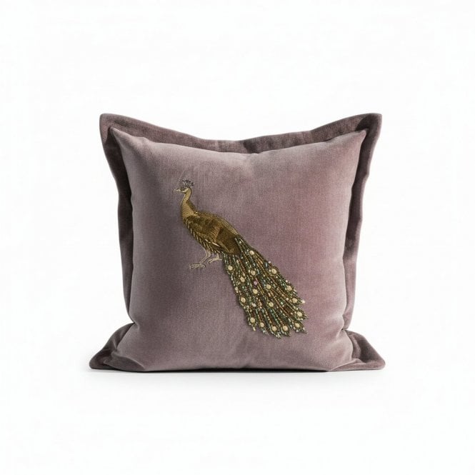 Maura Steel Peacock Sequin Cushion