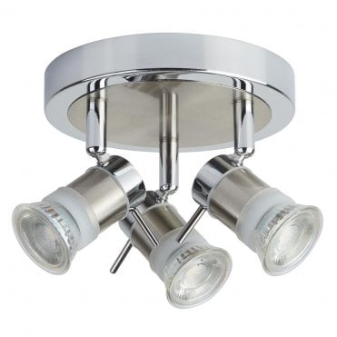 Mersey 3Lt Led Round Spotlight Chrome & Satin Silver