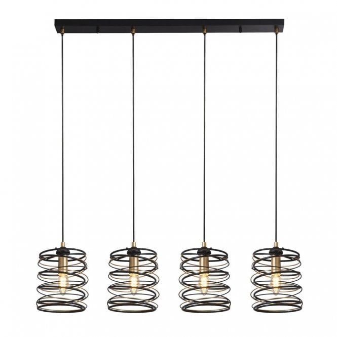 Middleton 4Lt Bar Pendant Black & Gold