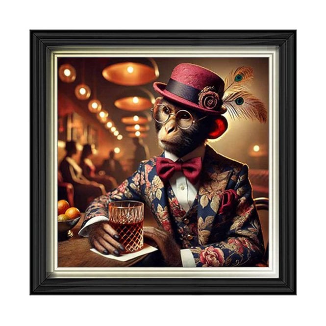 Monkey facing left - Two tone gold lyon frame - Plain
