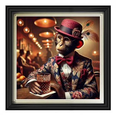 Monkey facing left - Two tone gold lyon frame - Plain