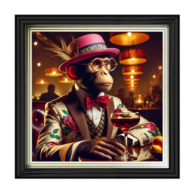 Monkey facing right - Two tone gold lyon frame - Plain