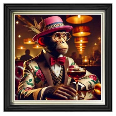 Monkey facing right - Two tone gold lyon frame - Plain