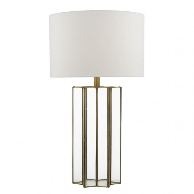 Morar Table Lamp Natural Brass Glass With Shade
