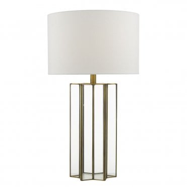 Morar Table Lamp Natural Brass Glass With Shade