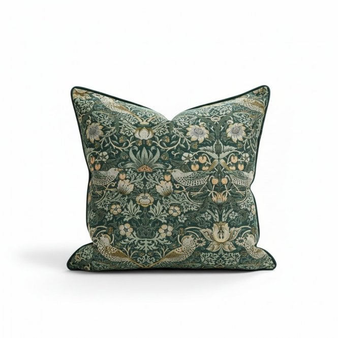 Morris & Co  Green Strawberry Theif Cushion