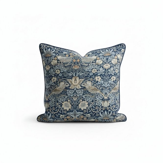 Morris & Co Indigo Strawberry Theif Cushion