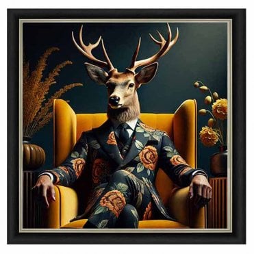 Mustard stag - Alpha black Frame - Plain