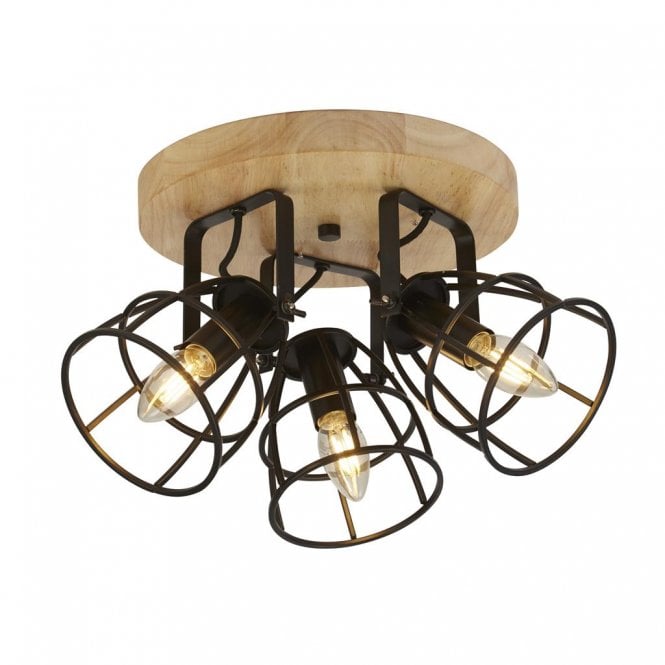 Nateby 3Lt Round Ceiling Light Matt Black