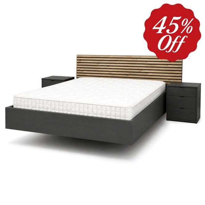 Neveda Kingsize Bedframe and 2 Bedsides Package Deal