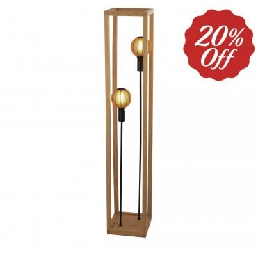 Orton 2Lt Floor Lamp Natural Wood & Black (Display Only)