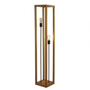Orton 2Lt Floor Lamp Natural Wood & Black