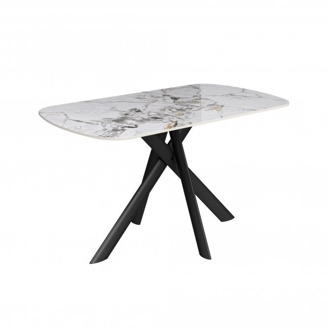 Porto 140cm White Marble Ceramic Dining Table