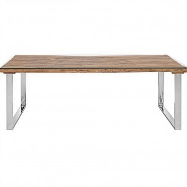 Railway Sleeper Chrome Glass Top Dining Table
