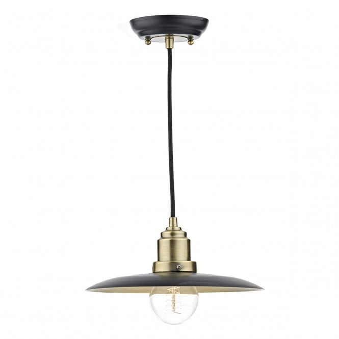 Riddon 1 Light Pendant Black Antique Brass