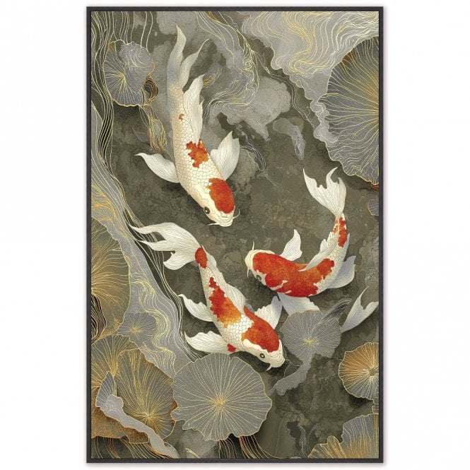 River Koi 1 Framed Canvas Netural