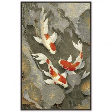 River Koi 1 Framed Canvas Netural