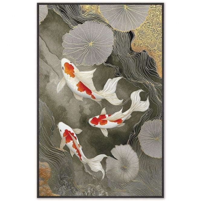 River Koi 2 Framed Canvas Netural
