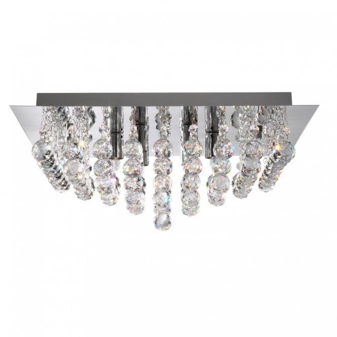Rotherfield 4Lt Flush Ceiling Light Chrome & Clear Crystal