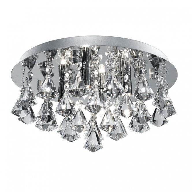 Rotherfield 4Lt Flush Chrome & Diamond Shape Crystal