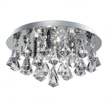 Rotherfield 4Lt Flush Chrome & Diamond Shape Crystal