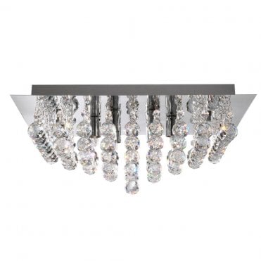 Rotherfield 6Lt Flush Ceiling Light Chrome & Clear Crystal