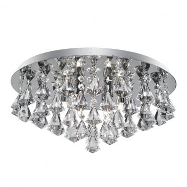 Rotherfield 6Lt Flush Chrome & Diamond Shape Crystal