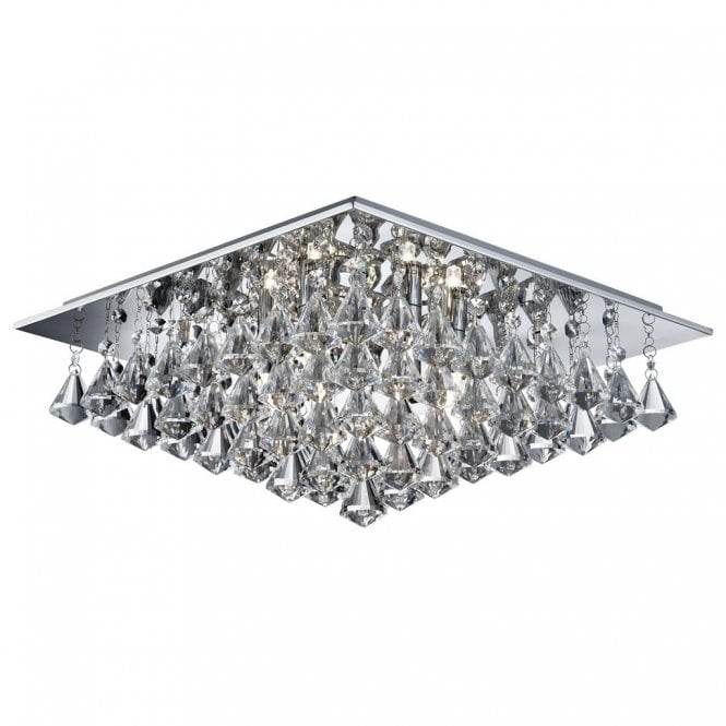 Rotherfield 6Lt Flush Chrome & Diamond Shape Crystal