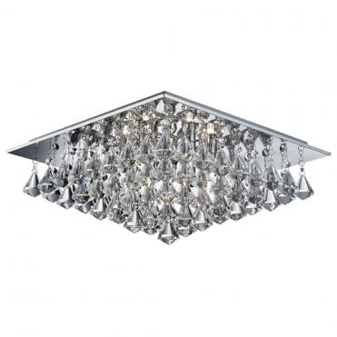 Rotherfield 6Lt Flush Chrome & Diamond Shape Crystal