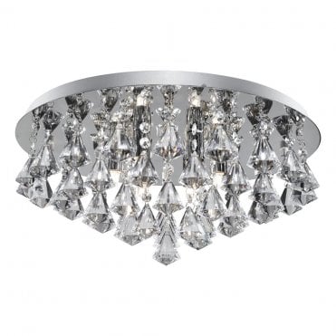 Rotherfield 8Lt Flush Chrome & Diamond Shape Crystal