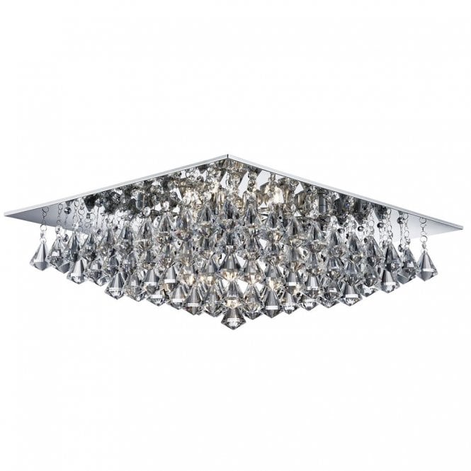 Rotherfield 8Lt Flush Chrome & Diamond Shape Crystal