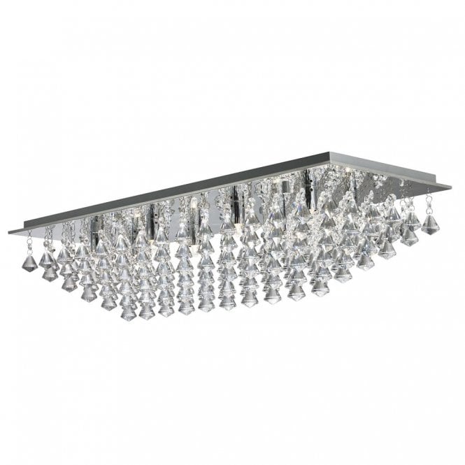Rotherfield 8Lt Flush Chrome & Diamond Shape Crystal