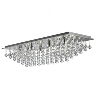 Rotherfield 8Lt Flush Chrome & Diamond Shape Crystal
