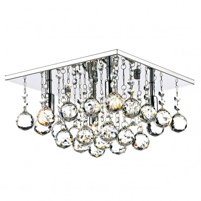 Rutland 4 Light Flush Polished Chrome Crystal
